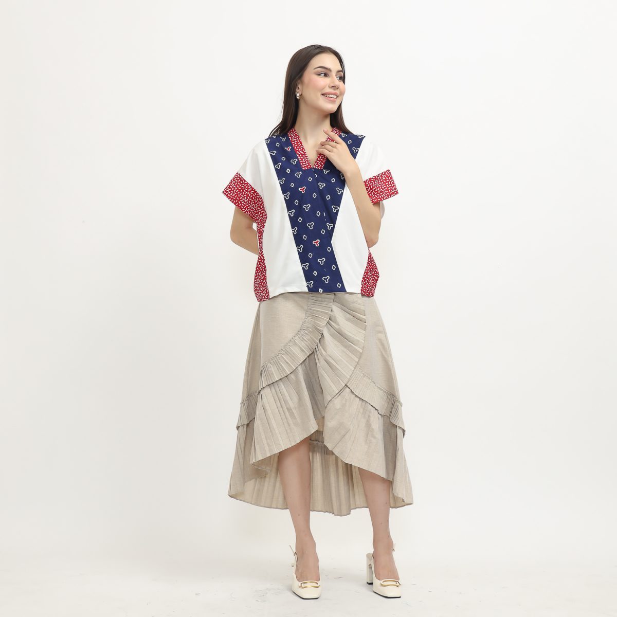 Rosalind Blouse Jumputan Navy - Image 6