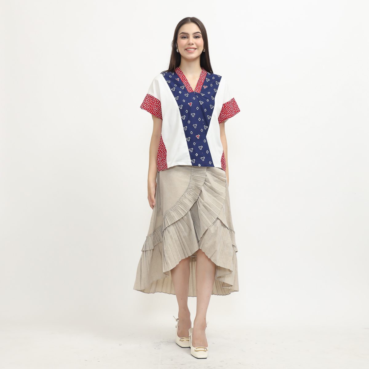Rosalind Blouse Jumputan Navy - Image 7