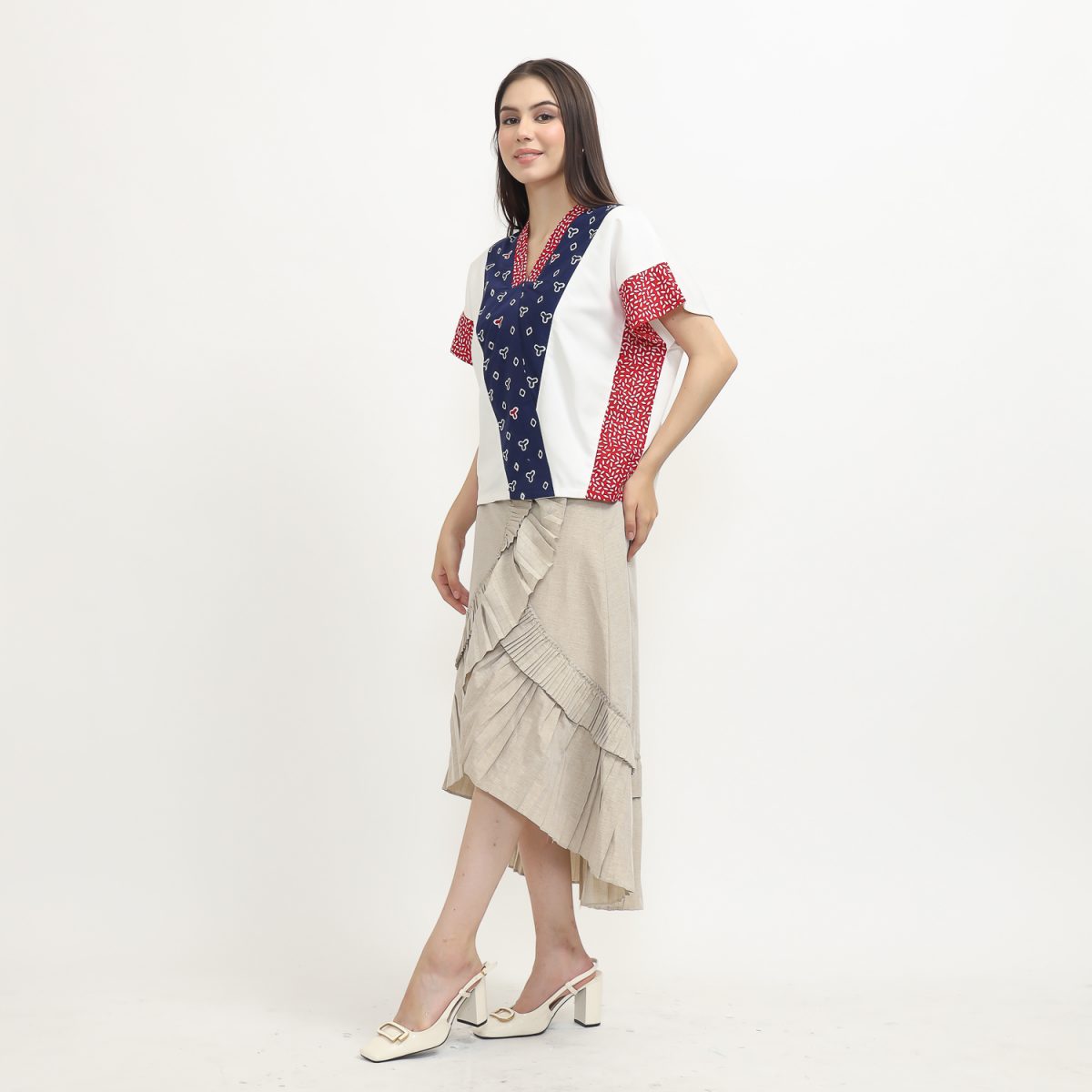 Rosalind Blouse Jumputan Navy - Image 4