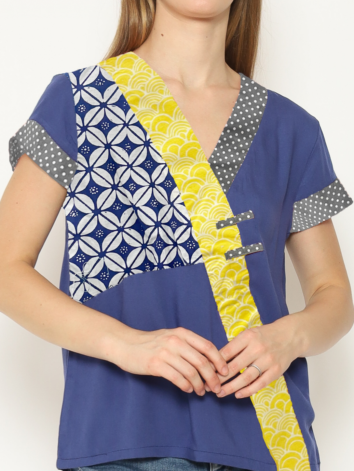 Melissa Blouse Navy Yellow - Image 2