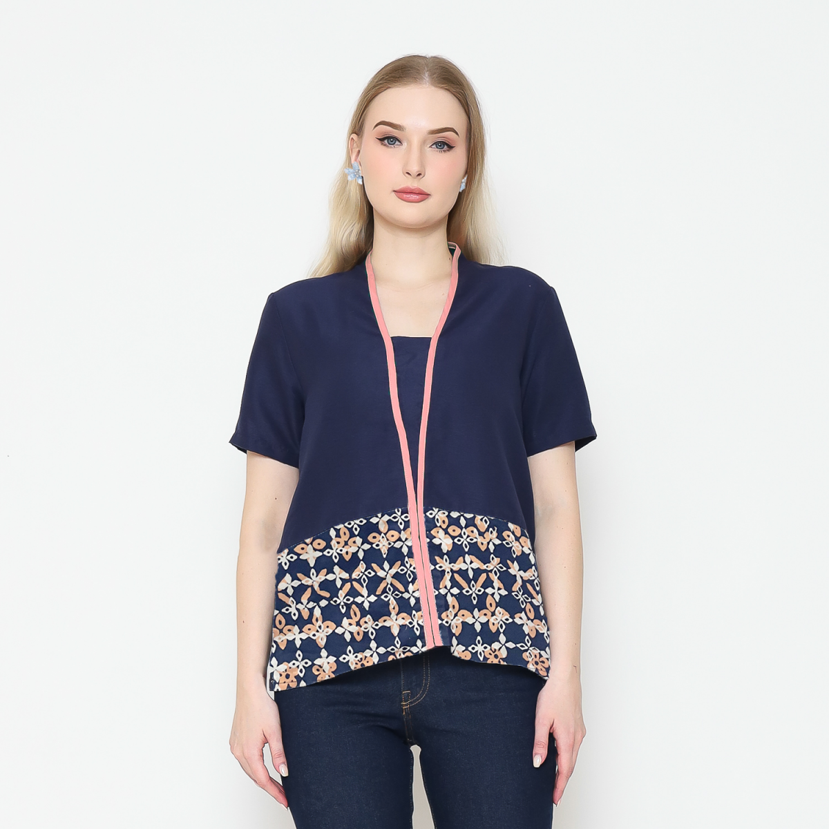 Yuki Blouse Navy Orange