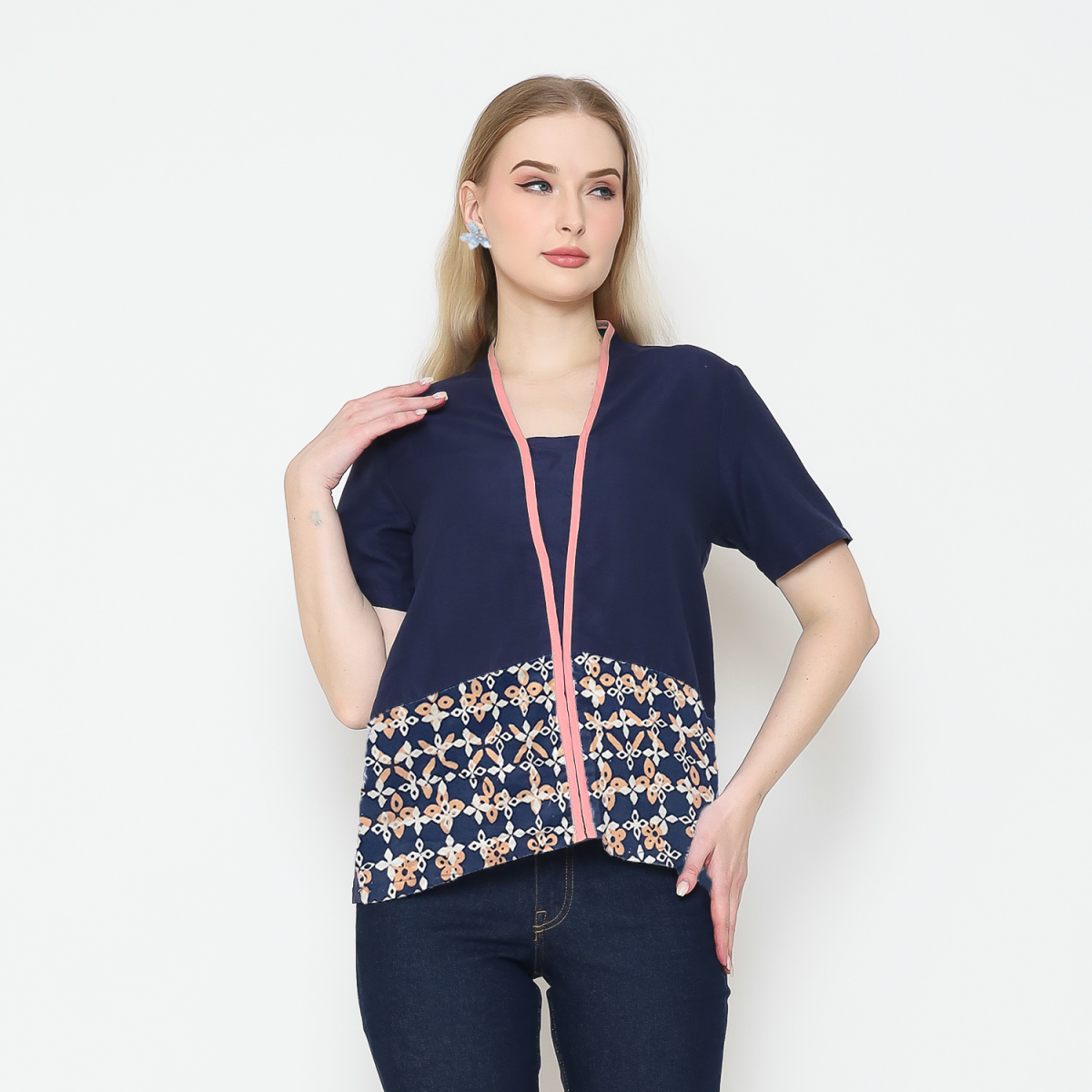 Yuki Blouse Navy Orange - Image 4
