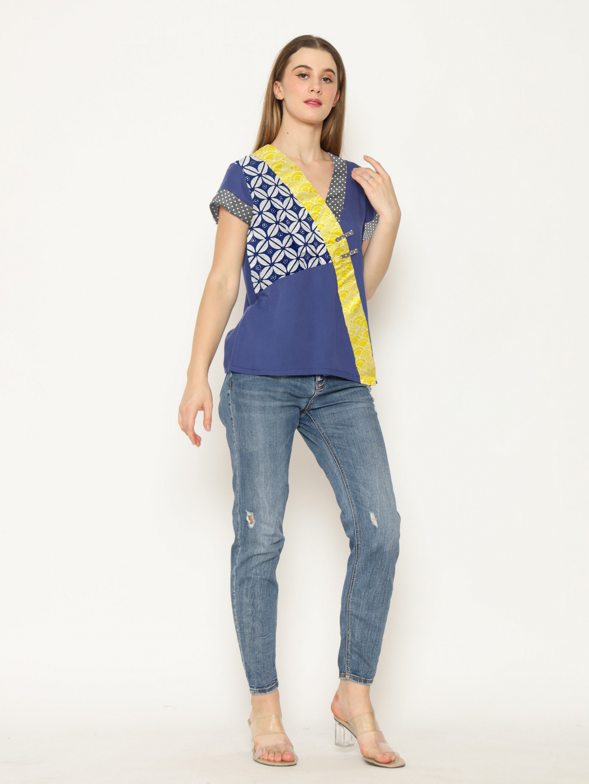 Melissa Blouse Navy Yellow - Image 3