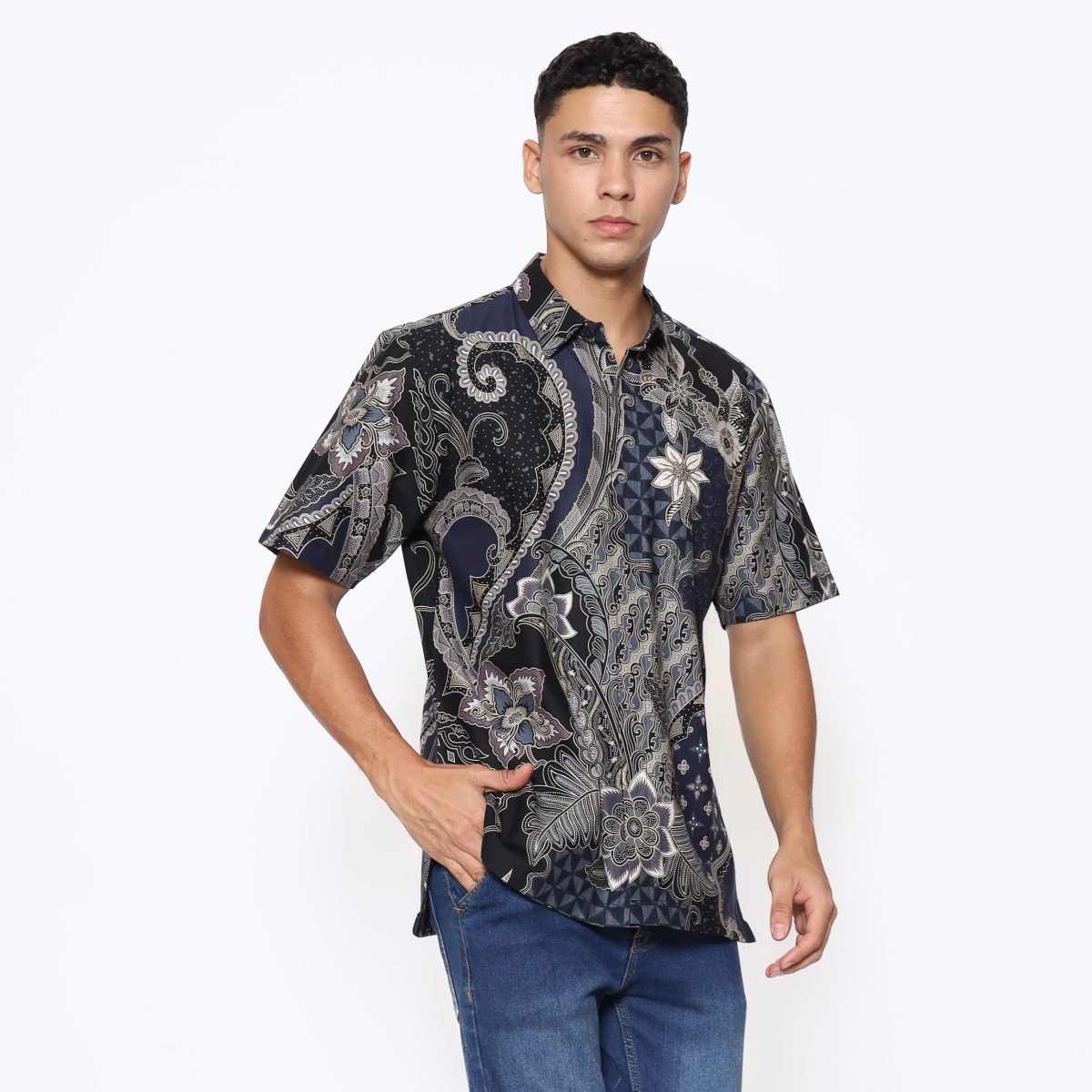 Olsen Shirt Navy Grey - Image 3