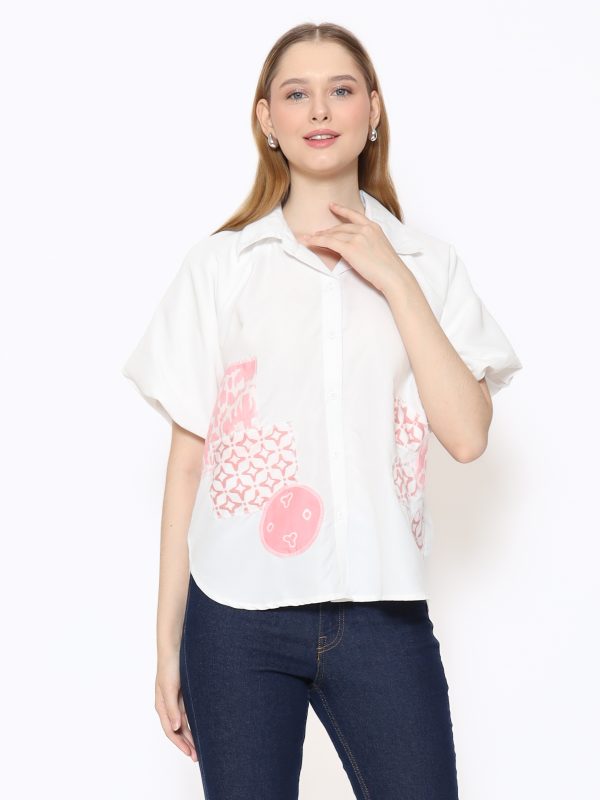 Flower Shirt White Pink