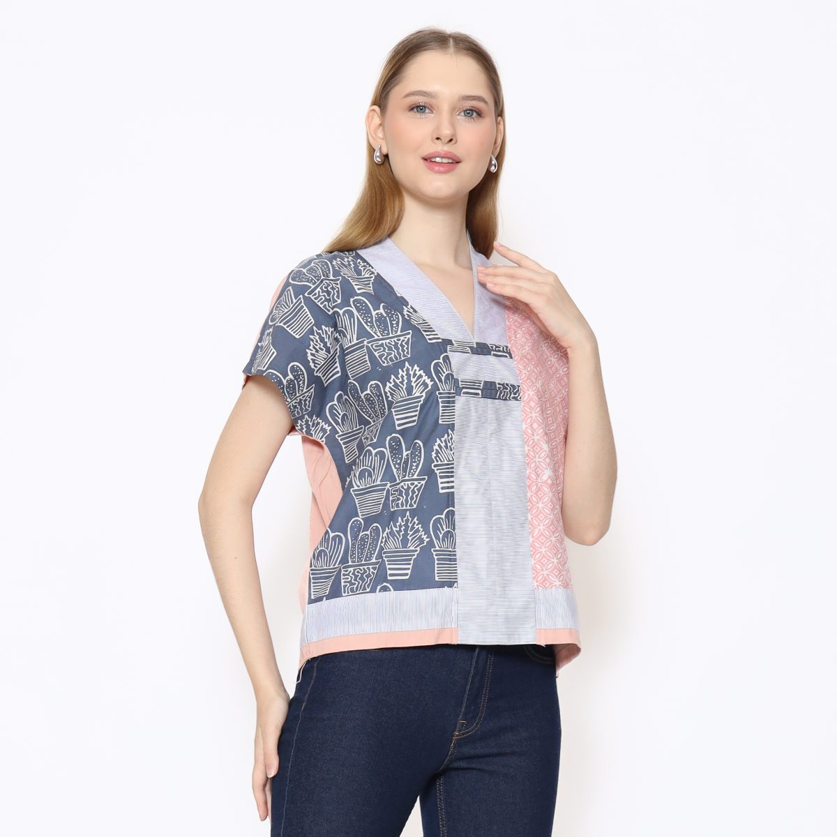 Inara Blouse Grey Pink - Image 3