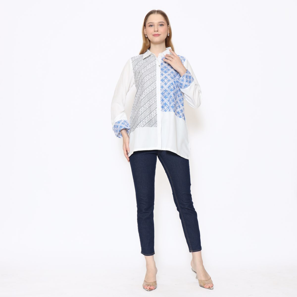 Raina Shirt Blue Cream - Image 6
