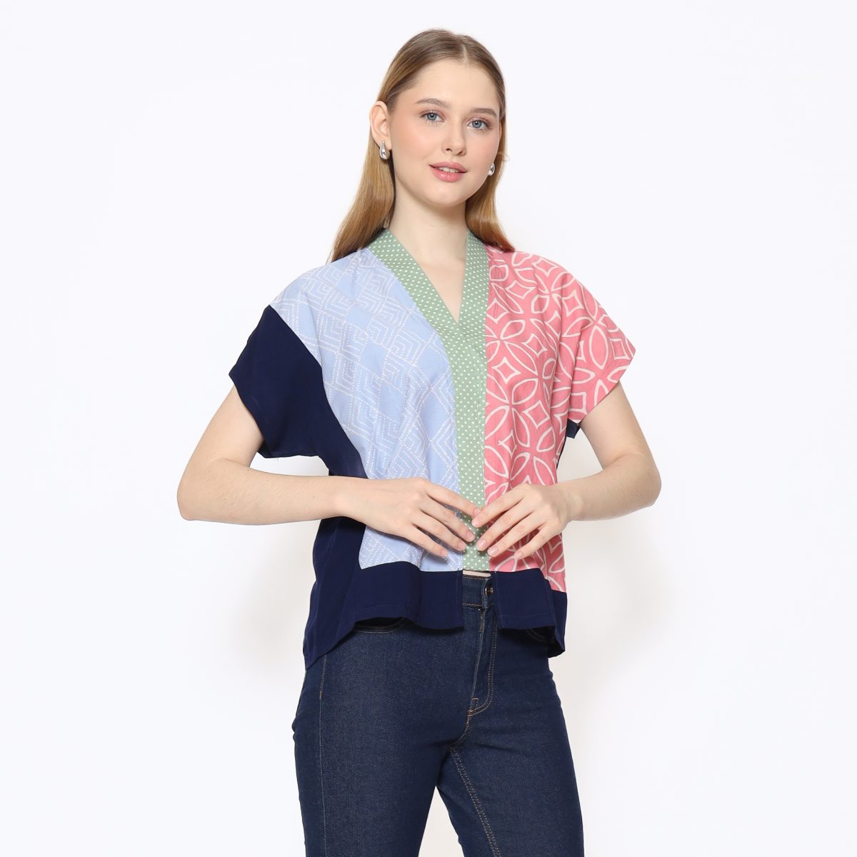 Fidelya Blouse Pink Blue - Image 3