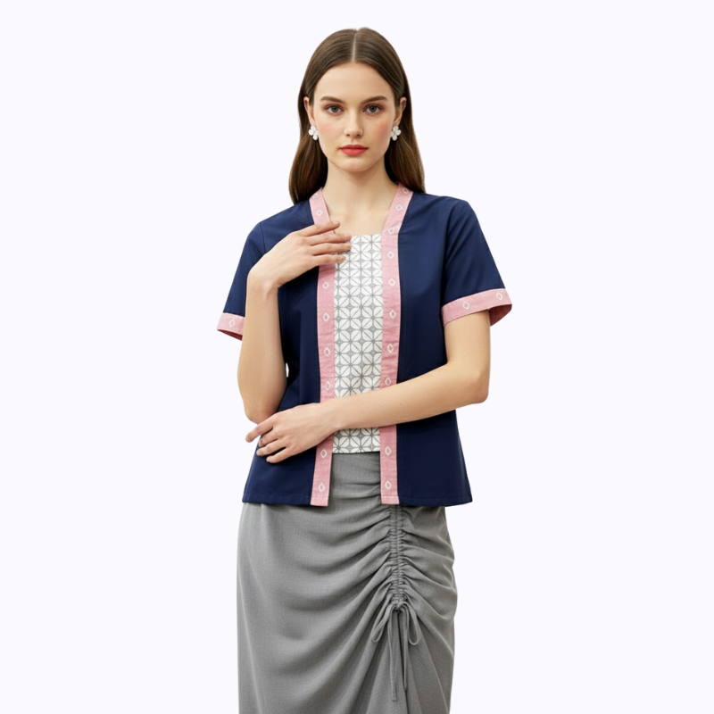 Layla Blouse Pink Navy