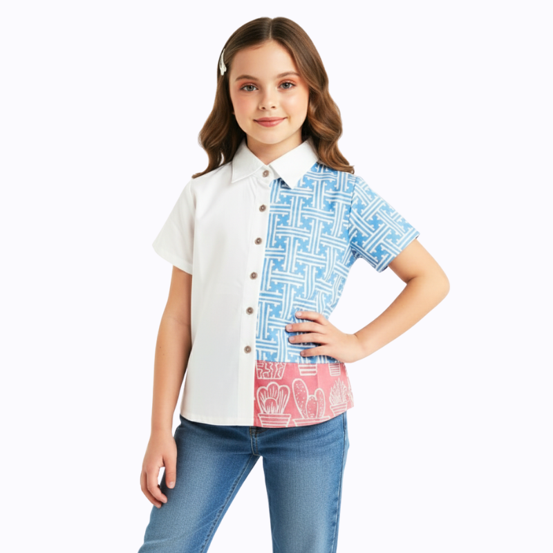 Agnes Shirt Kids Maze Blue - Image 3