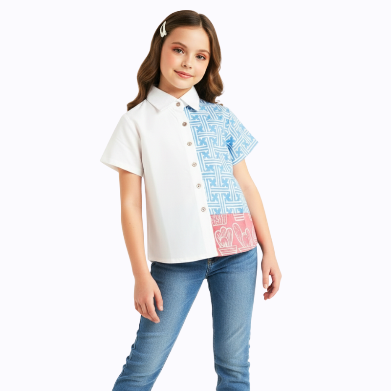 Agnes Shirt Kids Maze Blue - Image 4
