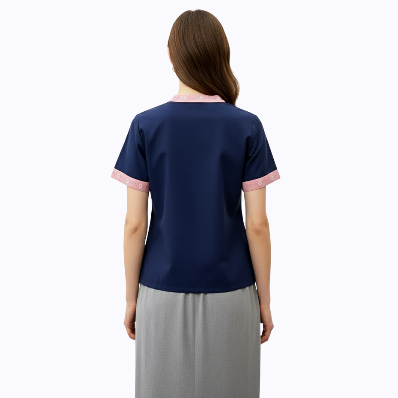 Layla Blouse Pink Navy - Image 4