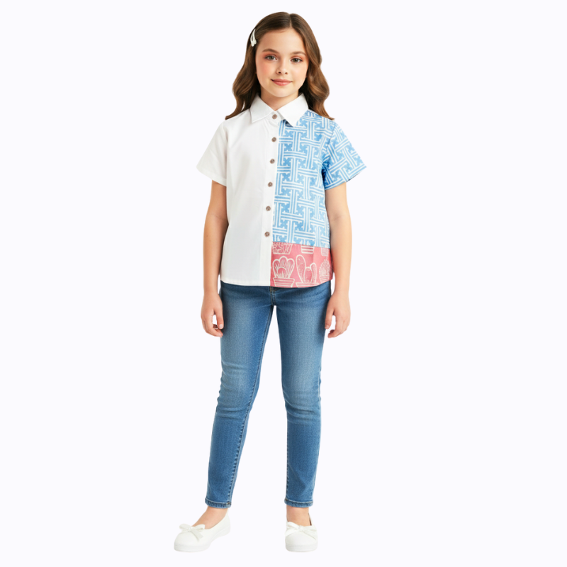 Agnes Shirt Kids Maze Blue - Image 6