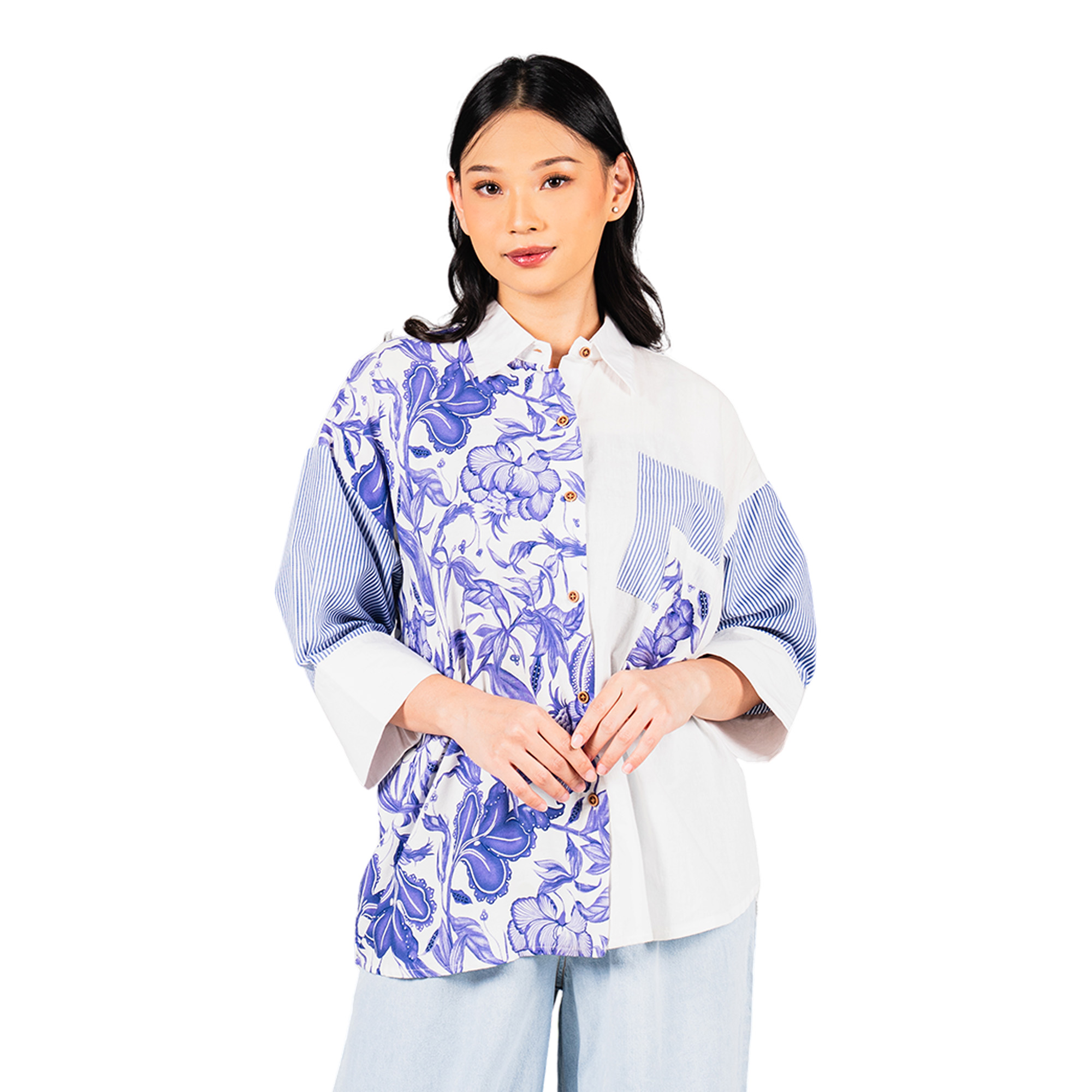 Emira Shirt Flower Blue