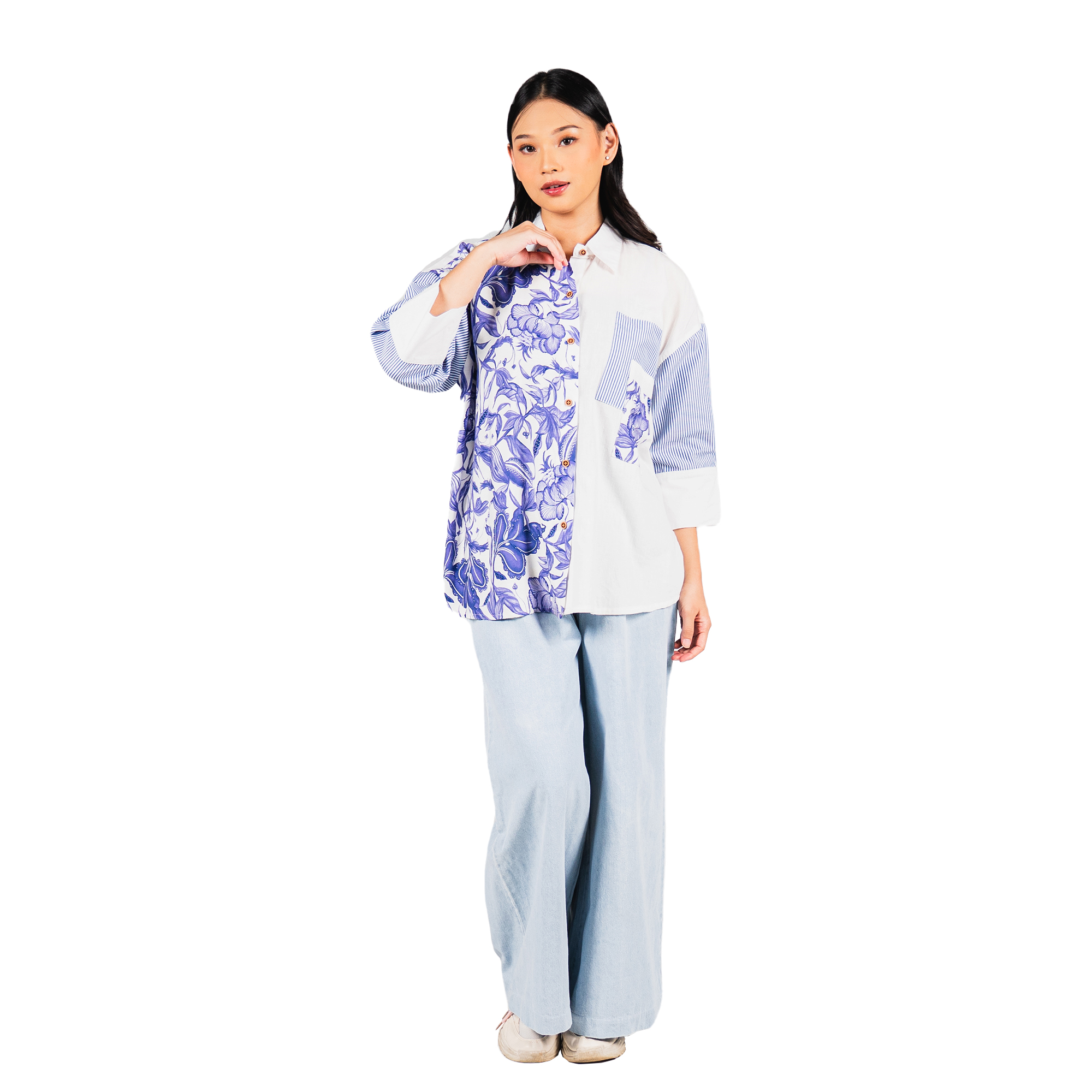 Emira Shirt Flower Blue - Image 6
