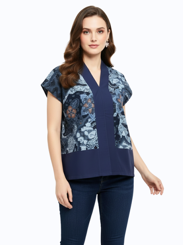 Rosita Blouse Navy Grey