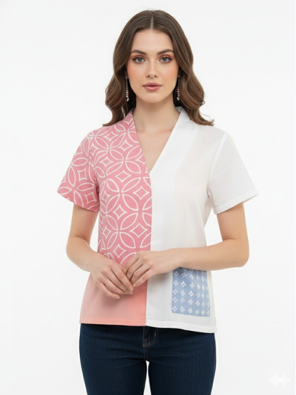 Narumi Blouse Kawung Pink