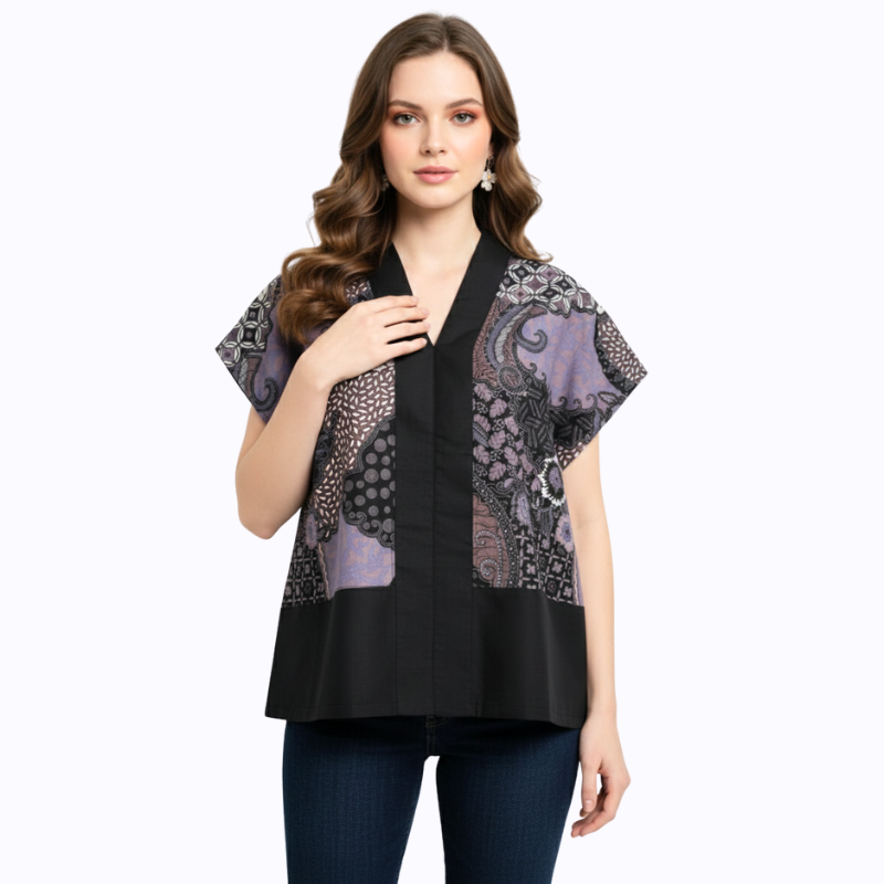 Rosita Blouse Black Purple - Image 4