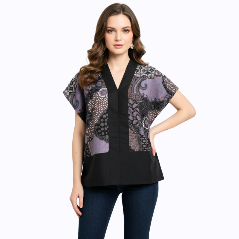 Rosita Blouse Black Purple - Image 3