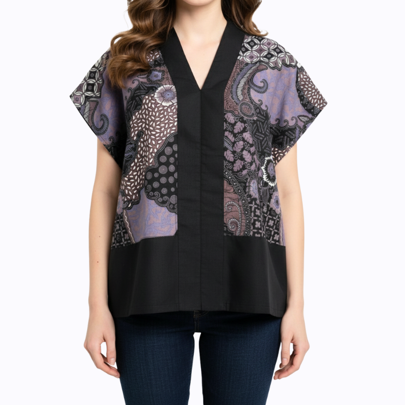 Rosita Blouse Black Purple - Image 2