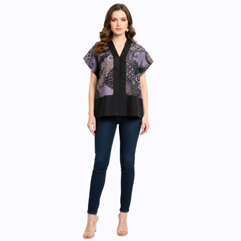 Rosita Blouse Black Purple - Image 6