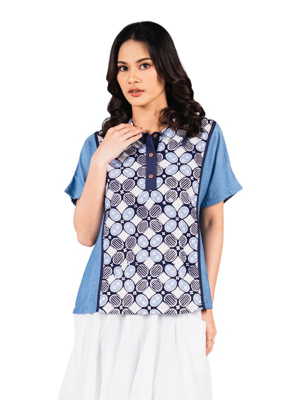 Femina Blouse Kawung Navy