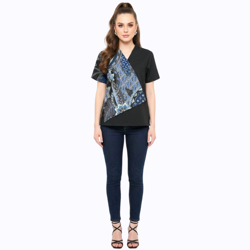 Leslie 2 Blouse Multi Navy - Image 7