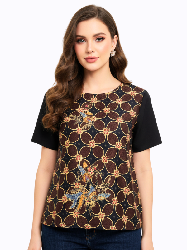 Dianne Blouse Kawung Brown