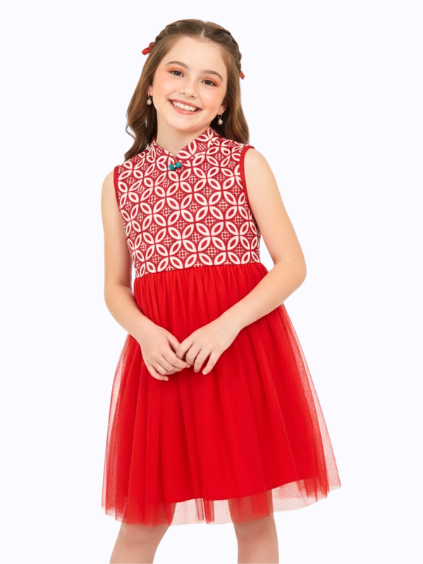 Isabella Dress Kids Flower Red