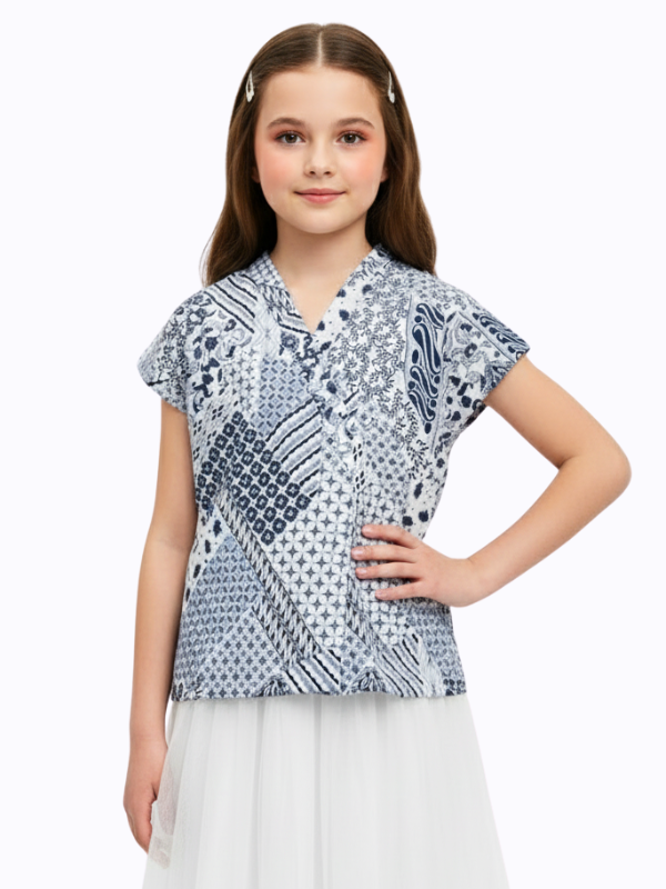 Leona Blouse Kids Grey Navy