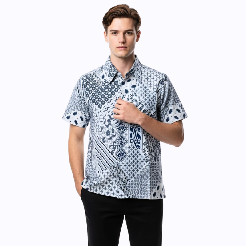 Varo Shirt Grey Navy - Image 4