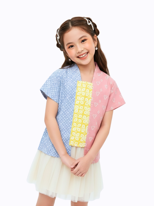 Sheisha Blouse Kids Jumputan Pink