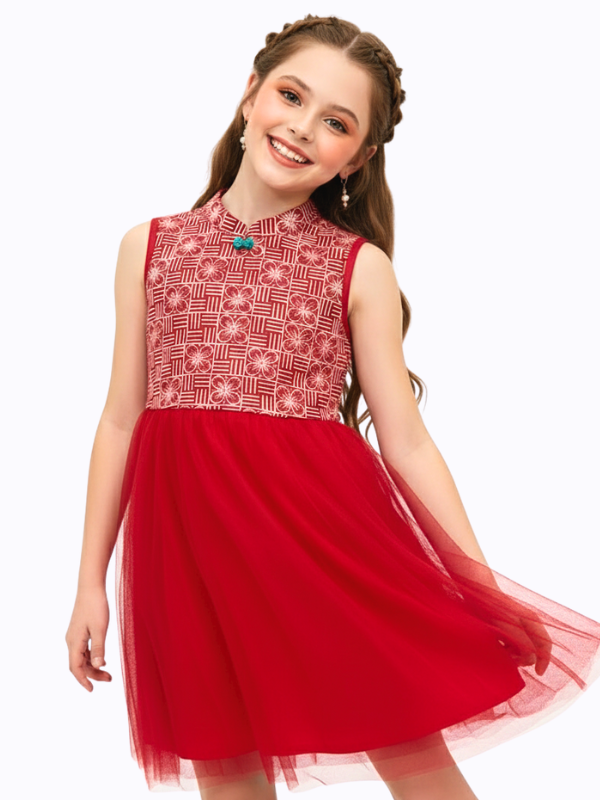 Isabella Dress Kids Flower Red