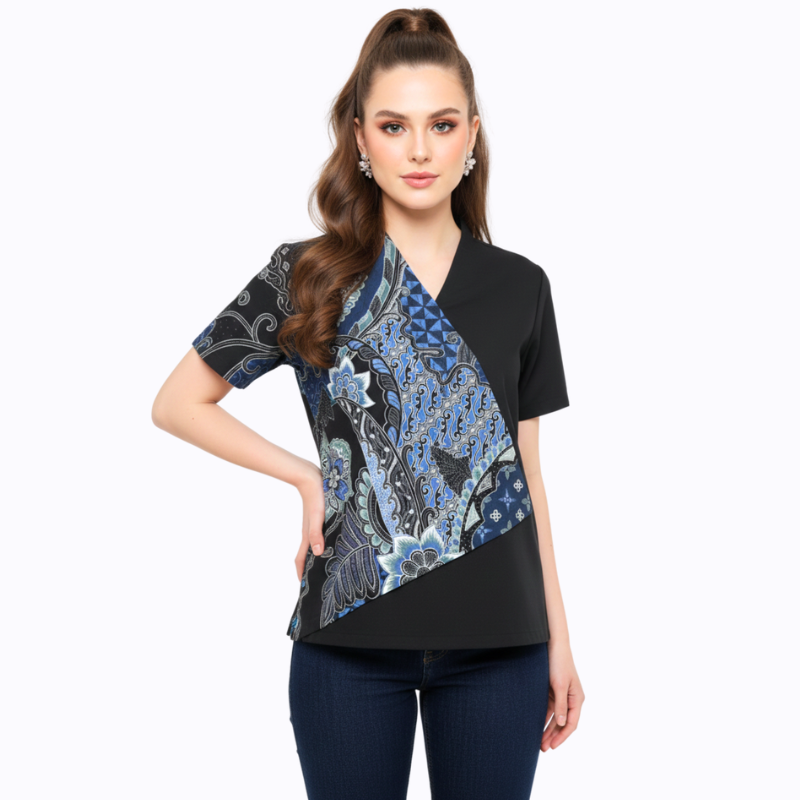Leslie 2 Blouse Multi Navy - Image 3