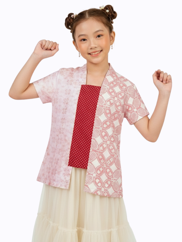 Sheisha Blouse Kids Kawung Pink