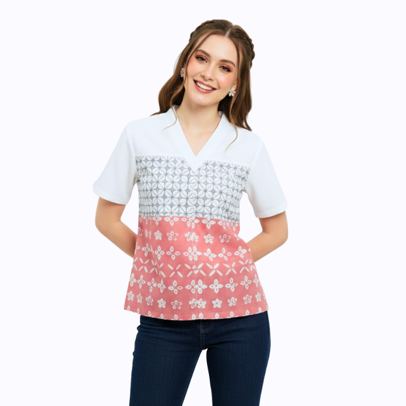 Nanita Blouse Grey Pink - Image 3