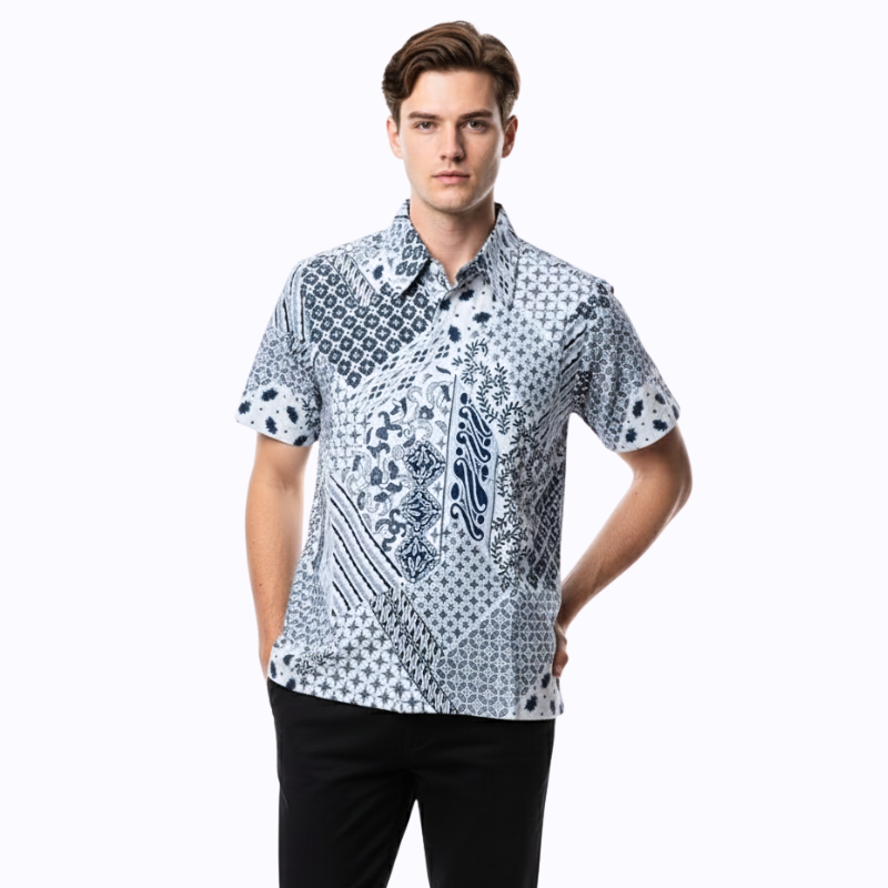 Varo Shirt Grey Navy - Image 3