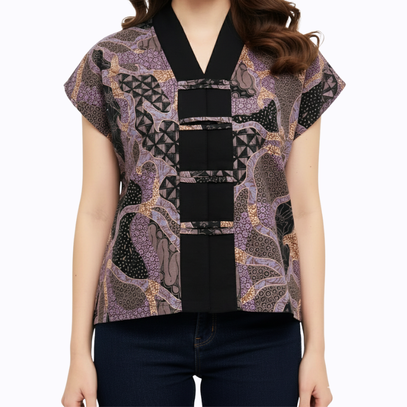Olivia Blouse Multi Purple - Image 2