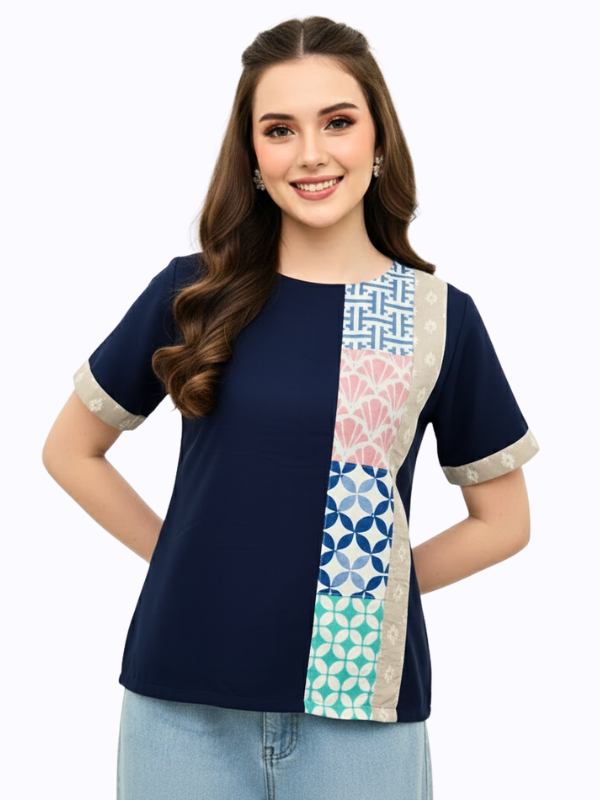 Aline Blouse Multi Navy