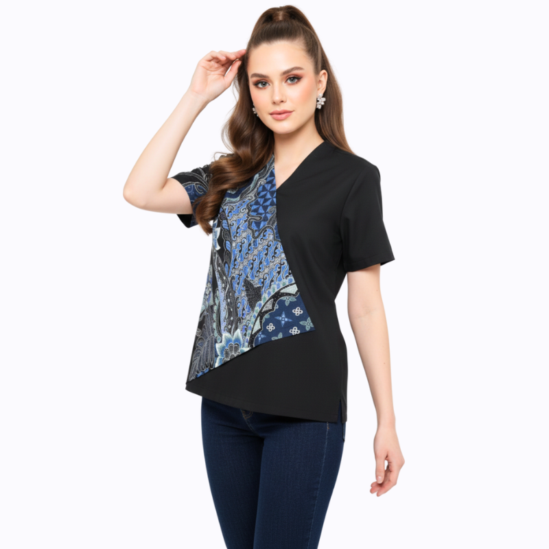 Leslie 2 Blouse Multi Navy - Image 4