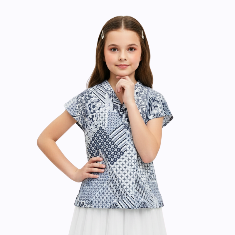 Leona Blouse Kids Grey Navy - Image 3