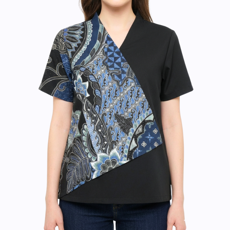 Leslie 2 Blouse Multi Navy - Image 2