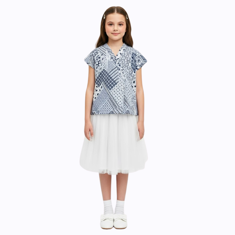 Leona Blouse Kids Grey Navy - Image 7