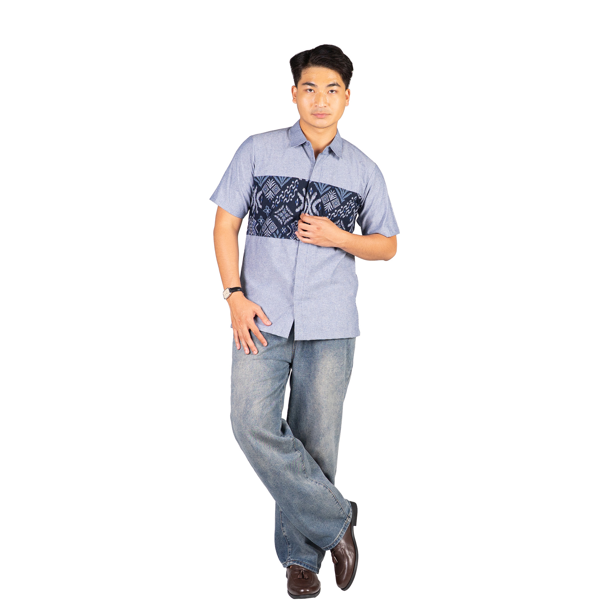 Leonardo Shirt Navy Grey - Image 6