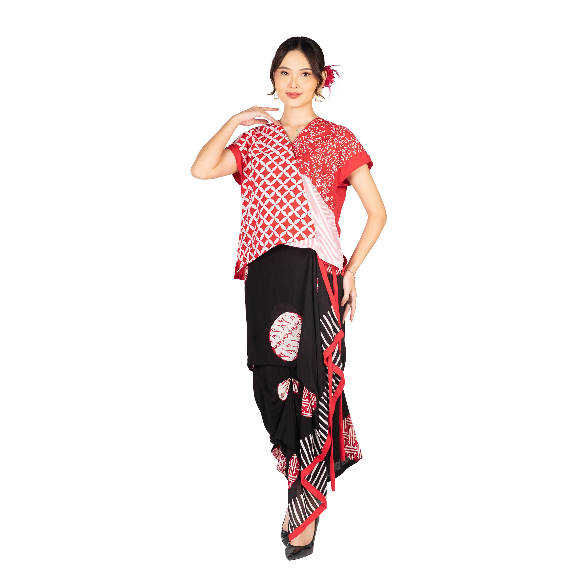Rossie Blouse Kawung Red - Image 6