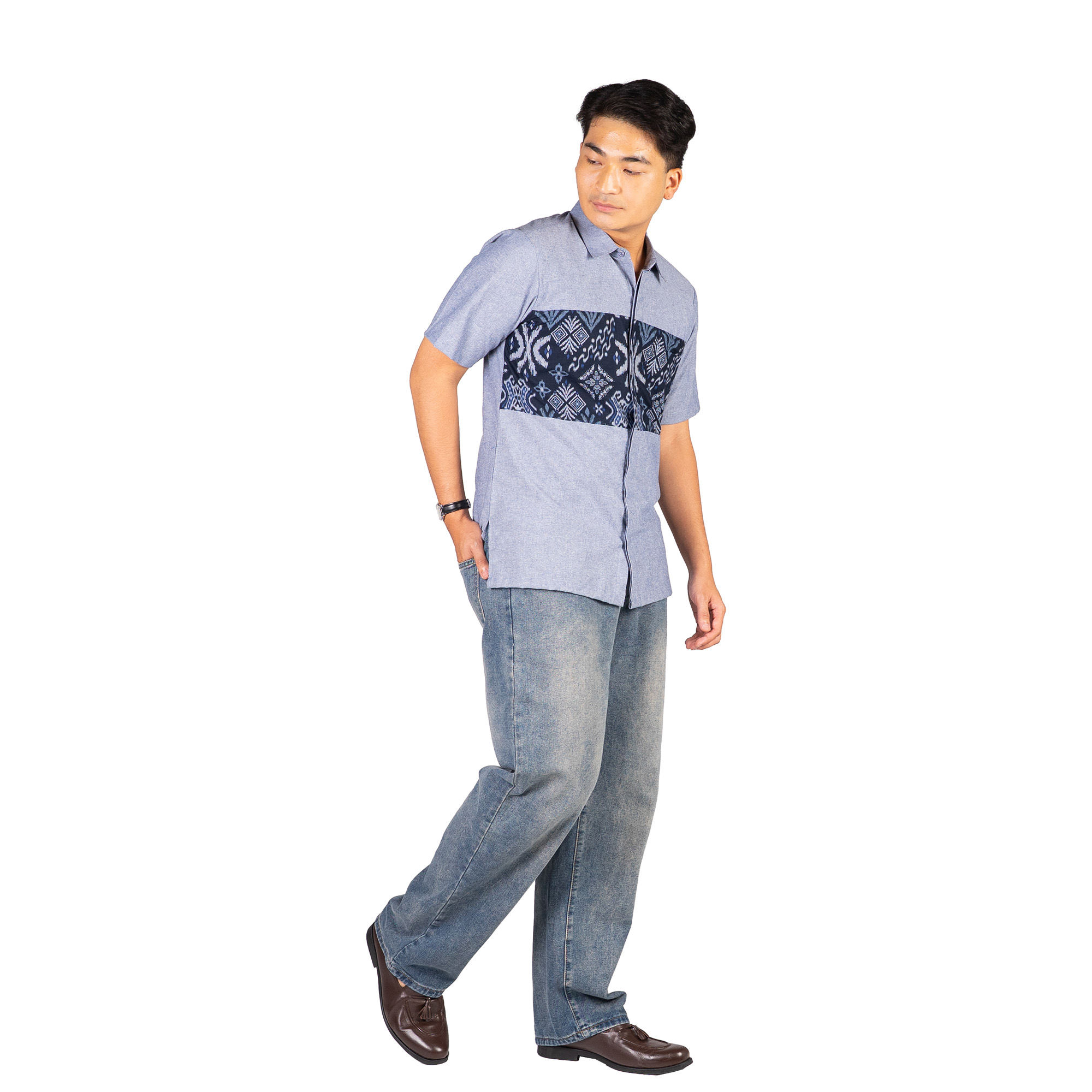 Leonardo Shirt Navy Grey - Image 3