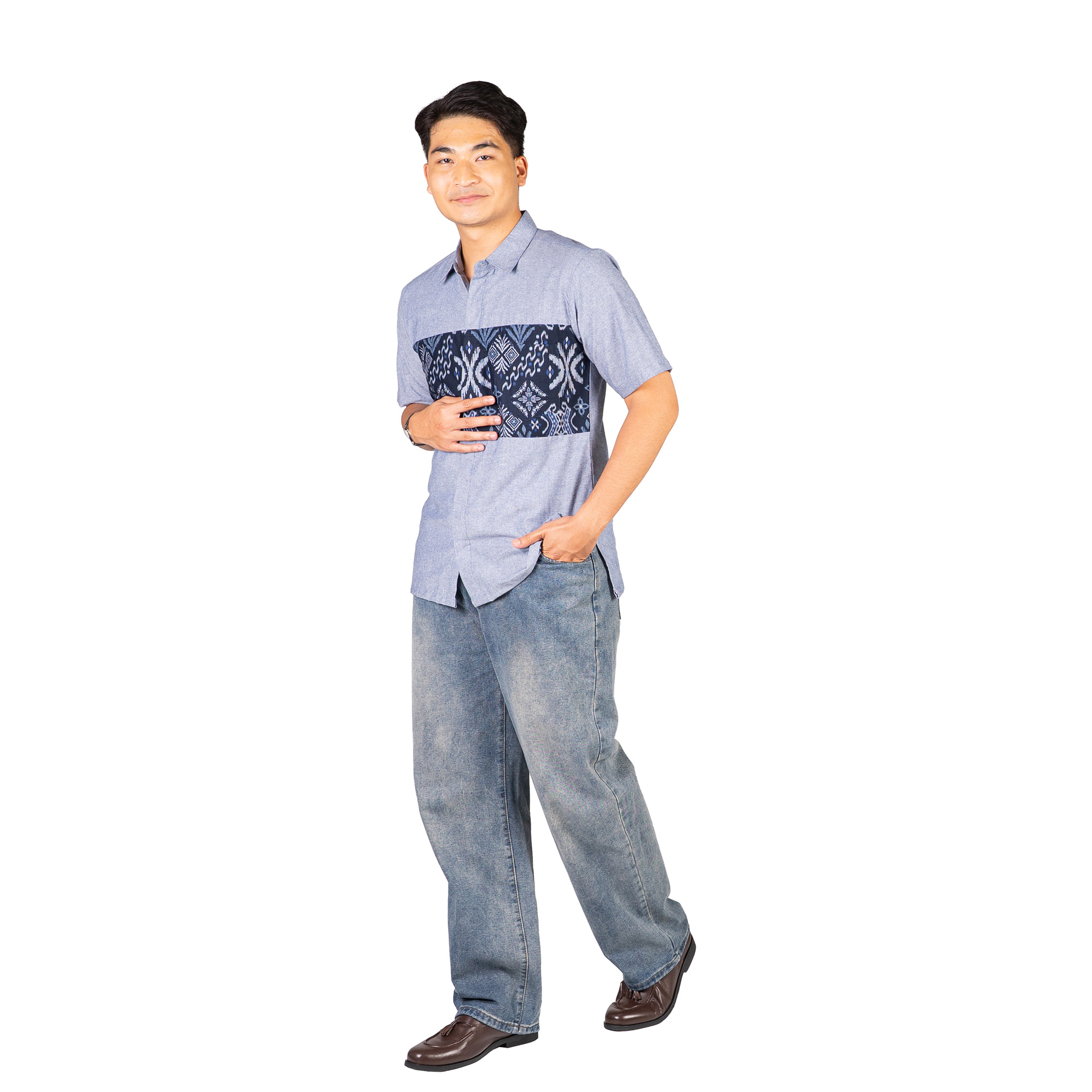 Leonardo Shirt Navy Grey - Image 4