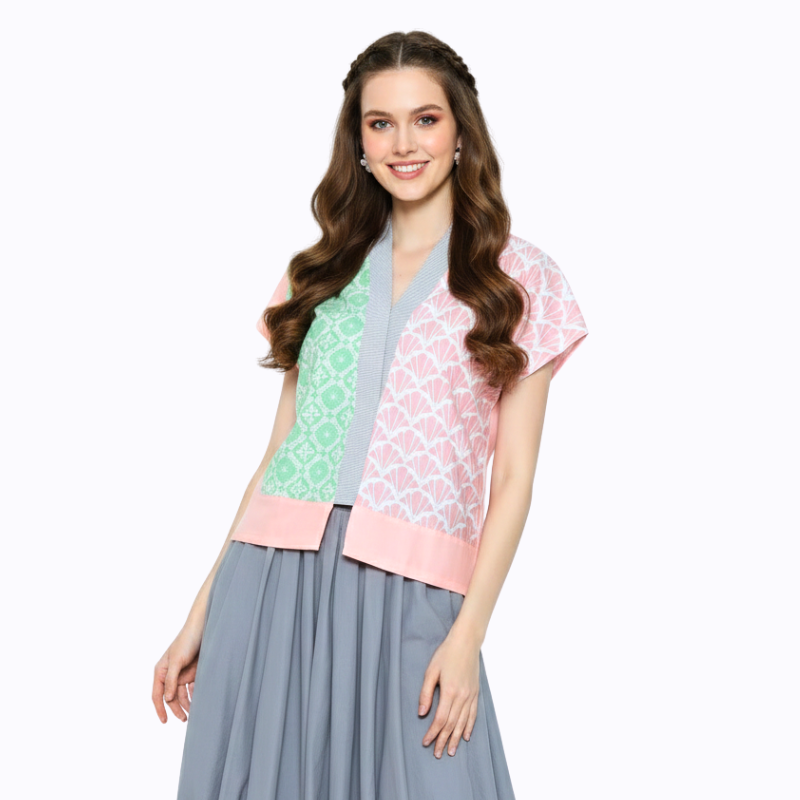 Fidelya Blouse Pink Green - Image 4