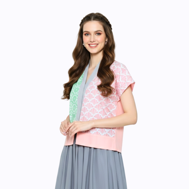 Fidelya Blouse Pink Green - Image 3