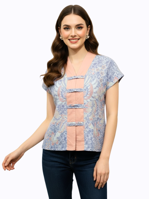 Olivia Blouse Grey Blue